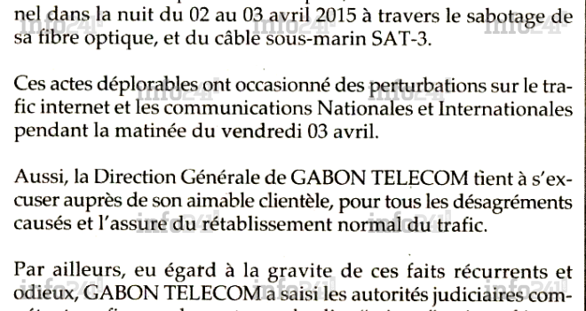 Gabon Telecom recherche toujours ses saboteurs « criminels »