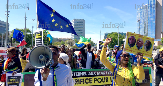 La diaspora gabonaise manifeste contre Ali Bongo devant le siège de l’ONU à Genève