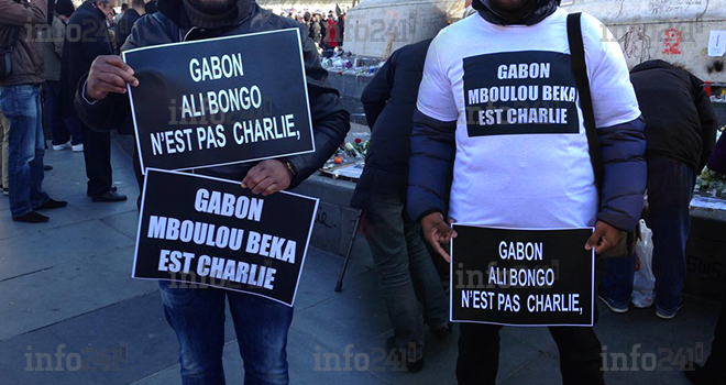 Des manifestants anti-Ali Bongo à la marche républicaine de Paris