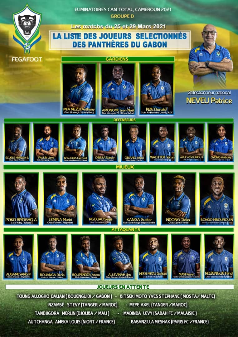 CAN 2021 : la liste 24 Panthères du Gabon de la dernière chance contre la RDC et l'Angola