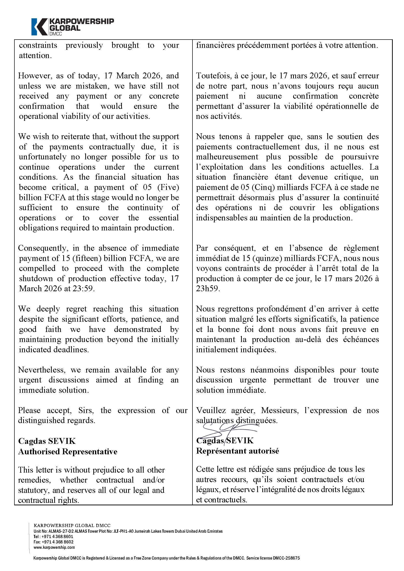 Grand Libreville et délestages : Karpowership coupe le courant et réclame 15 milliards d'impayés !