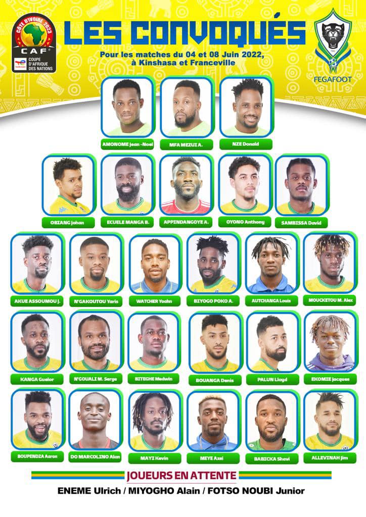 Eliminatoires CAN 2023 : Les joueurs du Gabon convoqués pour battre la RDC et la Mauritanie