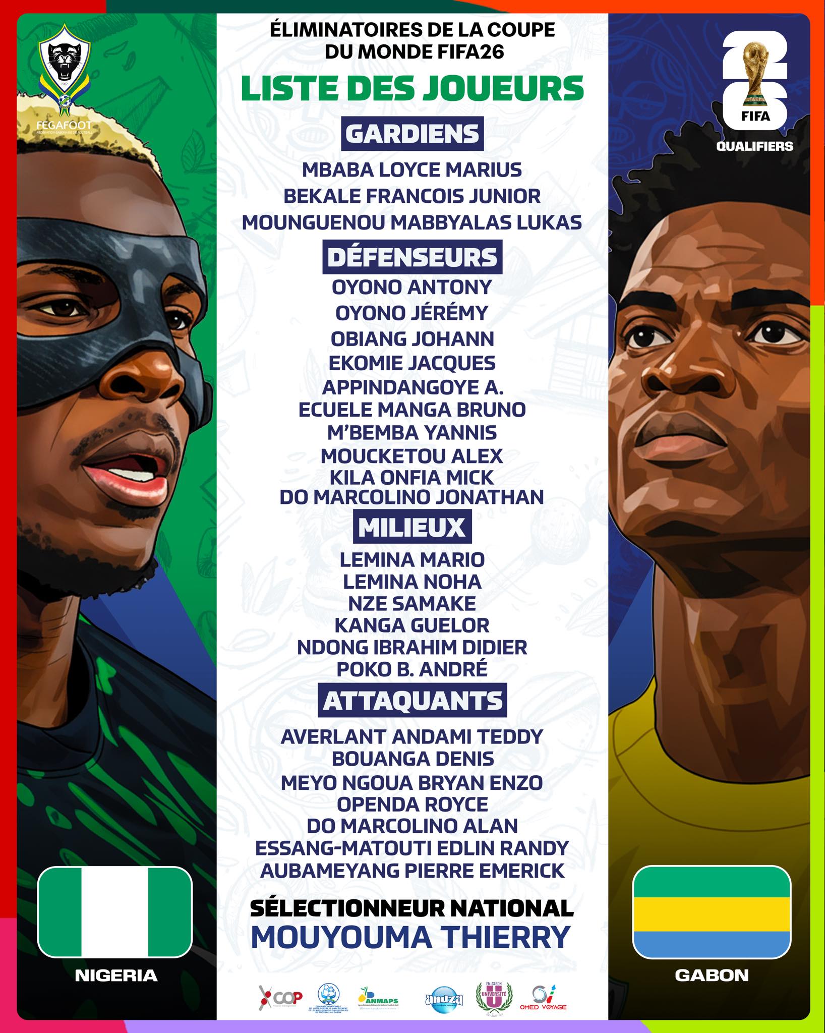 Barrages Mondial 2026 : Mouyouma convoque 26 Panthères du Gabon pour surmonter le Nigéria