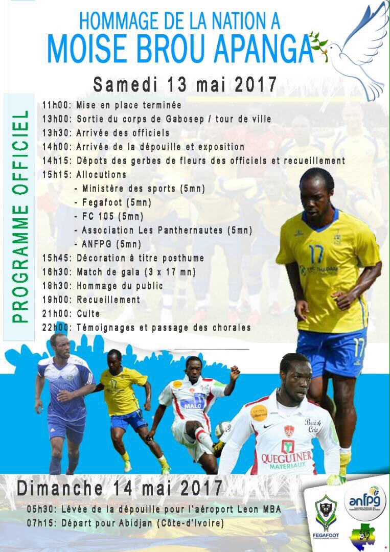 Brou Apanga recevra un hommage national, ce samedi au stade de Nzeng-Ayong 