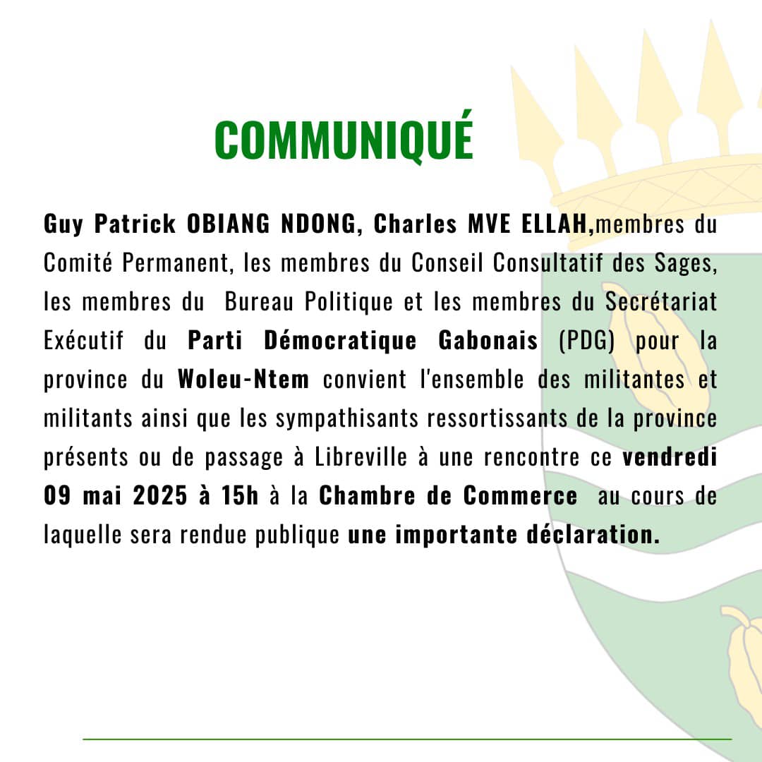 Vague de démissions : Des barons du PDG dans le Woleu-Ntem sautent du navire pour Oligui ! 