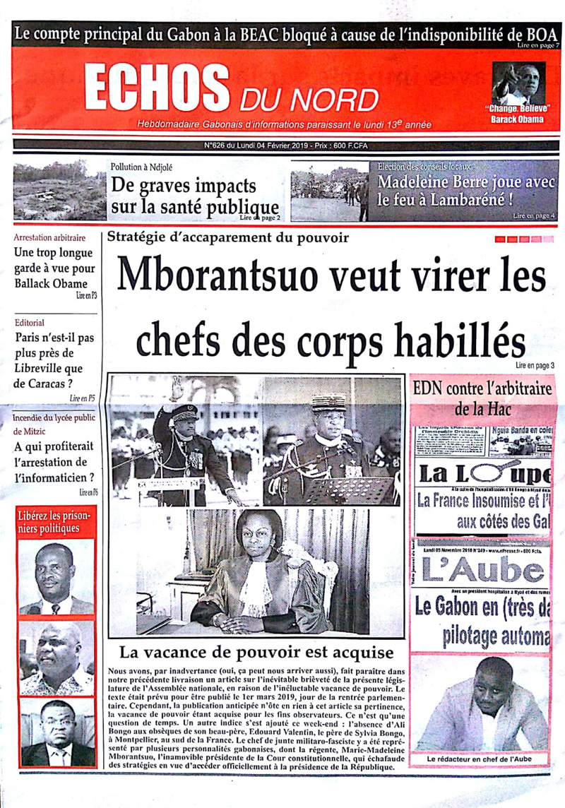 Mborantsuo fait suspendre l'hebdomadaire Echos du nord pour une durée de 4 mois