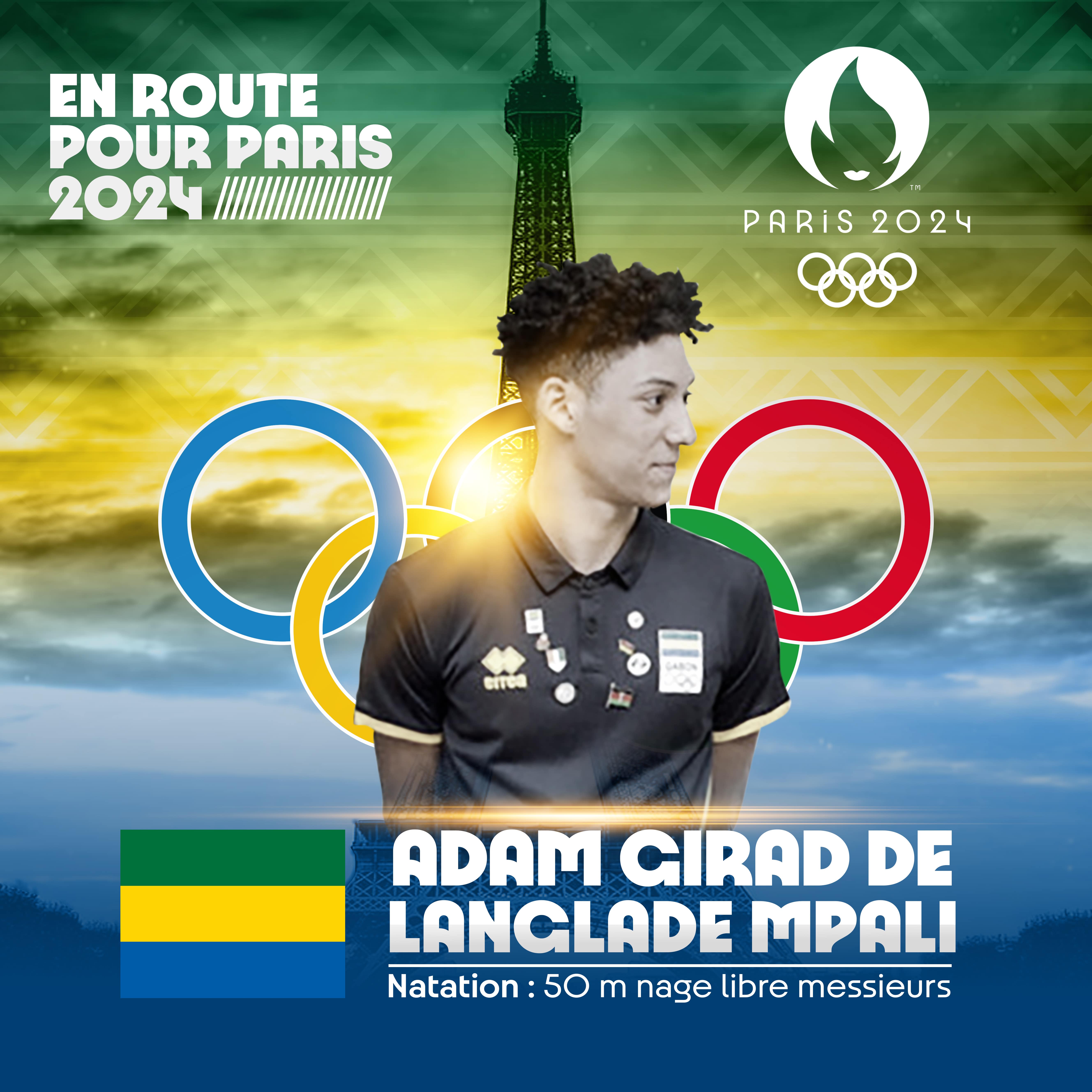 JO Paris 2024 : Le nageur gabonais Adam Girard de Langlade Mpali confiant et prêt à briller !