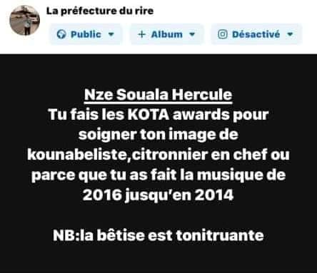 Kota Awards 2023 : Hercule Nze Souala moqué, promet la prison à un humouriste titilleur