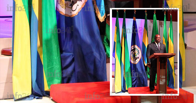 Le drapeau Gabonais caressant le sol lors du discours à la Nation d’Ali Bongo