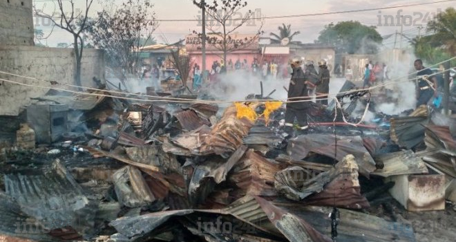 Port-Gentil : Un violent incendie met à la rue plusieurs familles gabonaises